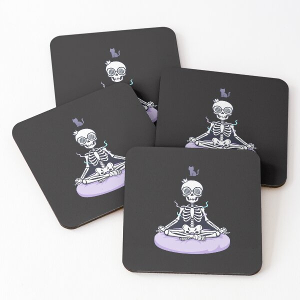Item preview, Funny Meditating Skeleton Yoga Cat Zen Pastel Goth designed and sold by Cipher & Soul.