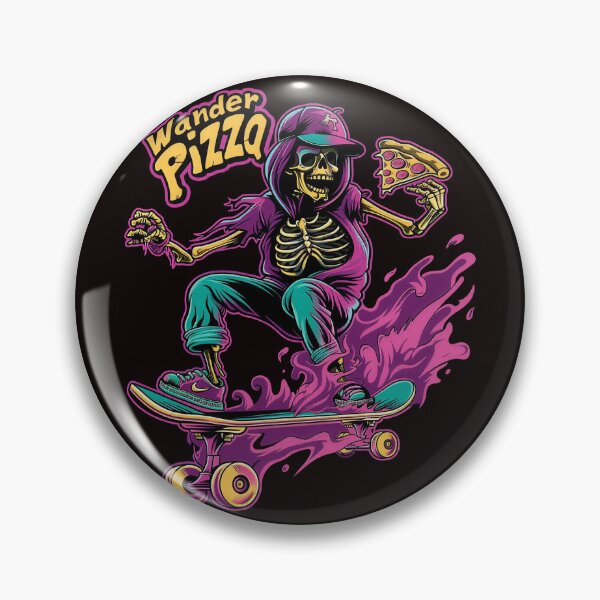 Item preview, Wander Pizza Skeleton - Retro 90s Neon Skateboard Art designed and sold by Structure-Blue.