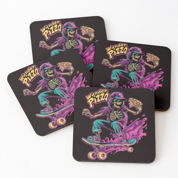 Item preview, Wander Pizza Skeleton - Retro 90s Neon Skateboard Art designed and sold by Structure-Blue.
