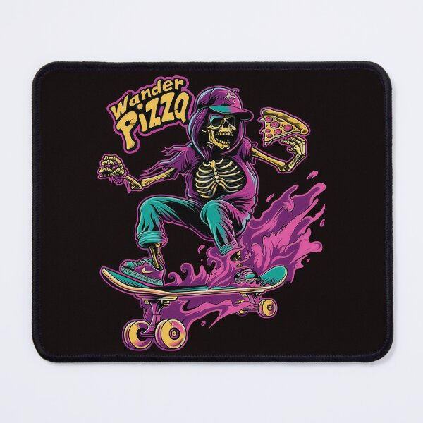 Item preview, Wander Pizza Skeleton - Retro 90s Neon Skateboard Art designed and sold by Structure-Blue.