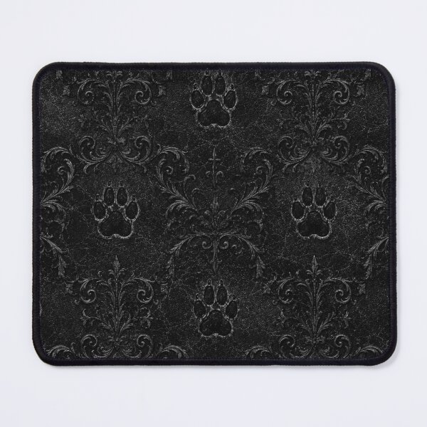 Item preview, The Nocturnal Crest - Monochrome Silver Gothic Cat Paw Leather Damask designed and sold by cabuks.