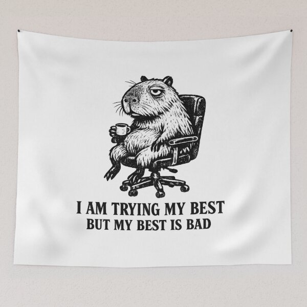 Item preview, Burnt Out Capybara Office Meme designed and sold by AMICO77.