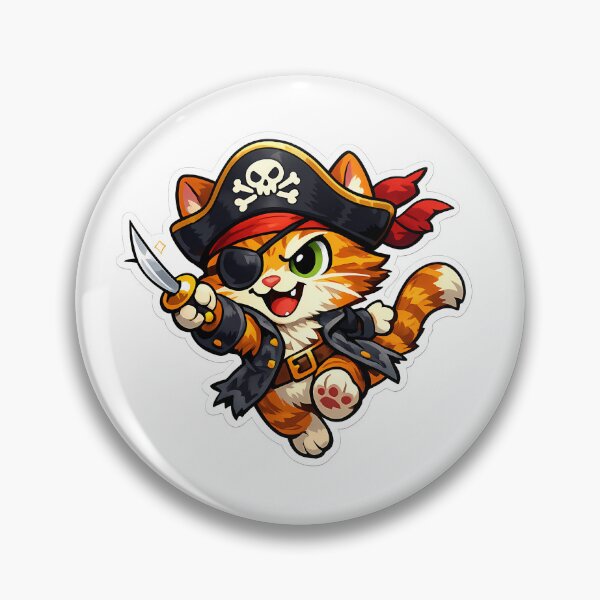 Item preview, Funny Pirate Cat Cartoon Sticker | Cute Captain Meow Kitty T-Shirt Desig designed and sold by ArtistryPulse90.