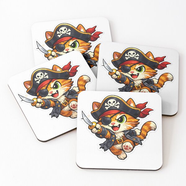 Item preview, Funny Pirate Cat Cartoon Sticker | Cute Captain Meow Kitty T-Shirt Desig designed and sold by ArtistryPulse90.