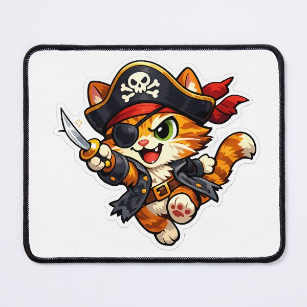 Item preview, Funny Pirate Cat Cartoon Sticker | Cute Captain Meow Kitty T-Shirt Desig designed and sold by ArtistryPulse90.