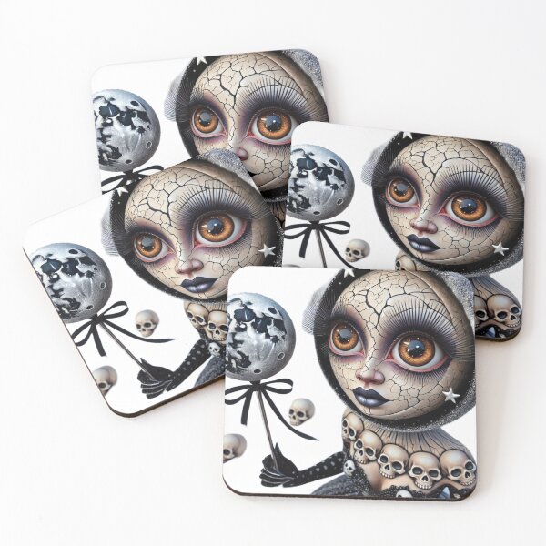 Item preview, Gothic Porcelain Doll with Moon Wand and Skulls designed and sold by LujziWorld.