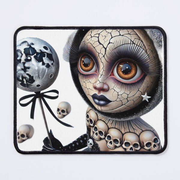 Item preview, Gothic Porcelain Doll with Moon Wand and Skulls designed and sold by LujziWorld.