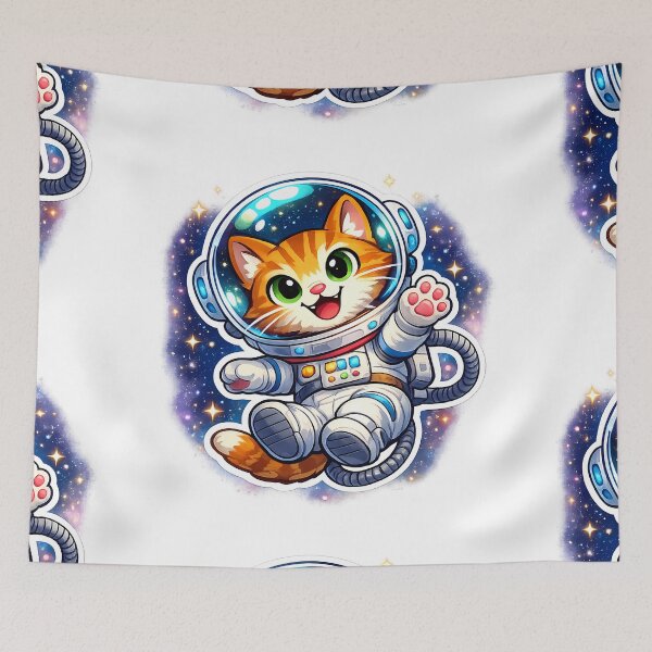 Item preview, Cute Astronaut Cat Cartoon | Space Kitty Floating in Galaxy T-Shirt Design designed and sold by ArtistryPulse90.