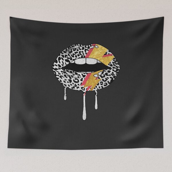 Item preview, Retro Leopard Print Drip Lips with Pink and Gold Lightning designed and sold by The secret storage room.