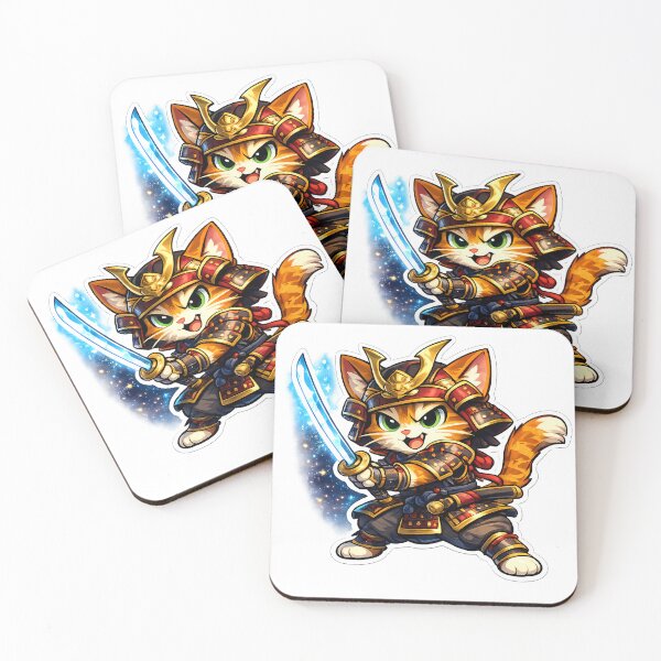 Item preview, Cute Samurai Cat Cartoon | Anime Kitty Warrior with Glowing Katana T-Shirt Design designed and sold by ArtistryPulse90.