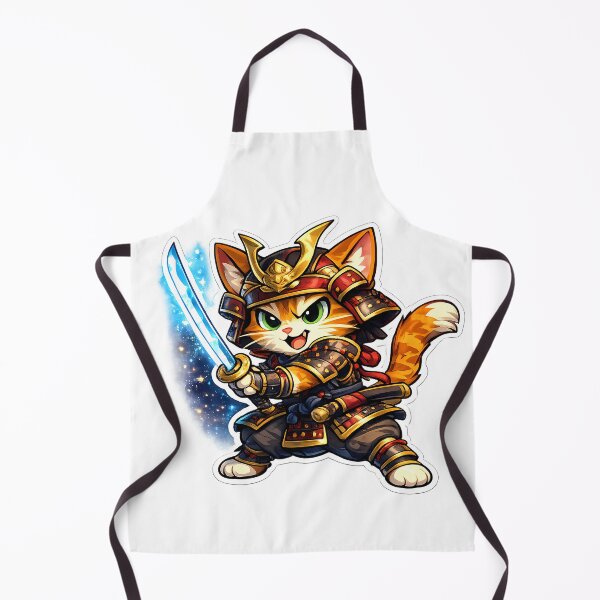 Item preview, Cute Samurai Cat Cartoon | Anime Kitty Warrior with Glowing Katana T-Shirt Design designed and sold by ArtistryPulse90.