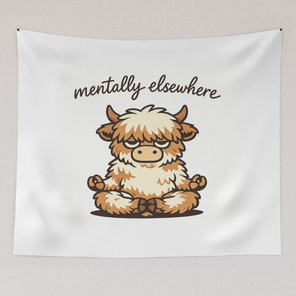 Item preview, Mentally Elsewhere Cow Yoga Meme designed and sold by AMICO77.