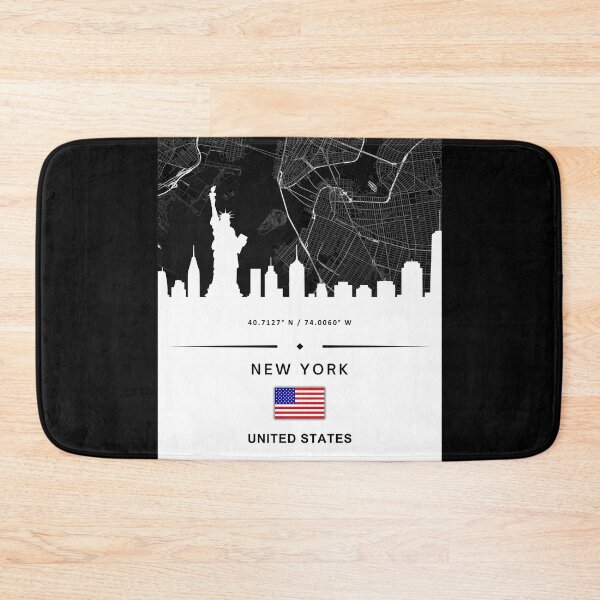 Item preview, New York City Skyline Map – Minimalist Black and White Urban Art designed and sold by Psycho-Crazy.