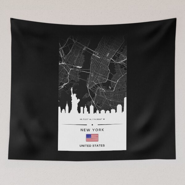 Item preview, New York City Skyline Map – Minimalist Black and White Urban Art designed and sold by Psycho-Crazy.