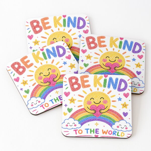 Item preview, Be Kind To The World Cute Rainbow Sun Crayon Art Sticker designed and sold by Digital Culture Studio.