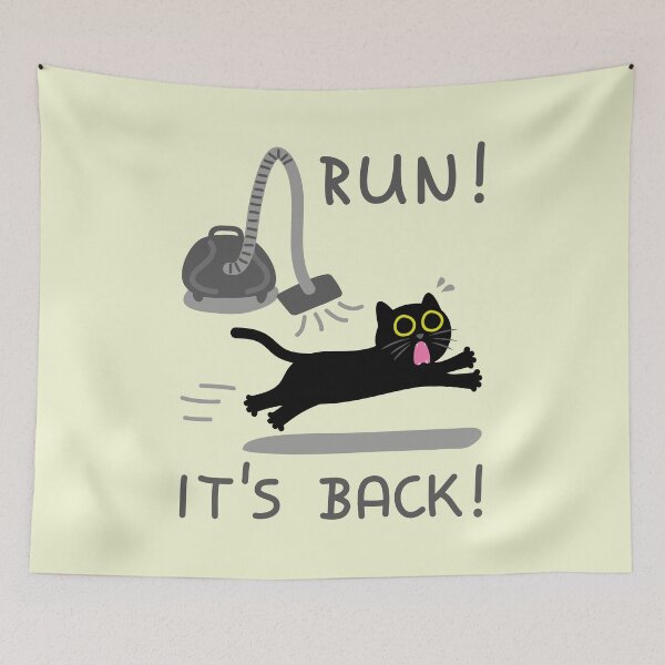 Item preview, Run! It's Back! - Funny Cat vs Vacuum designed and sold by fishdesigns.