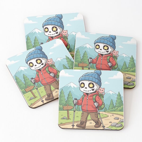 Item preview, Cute Kawaii Skeleton Hiker Backpacking Nature Art designed and sold by Cipher & Soul.