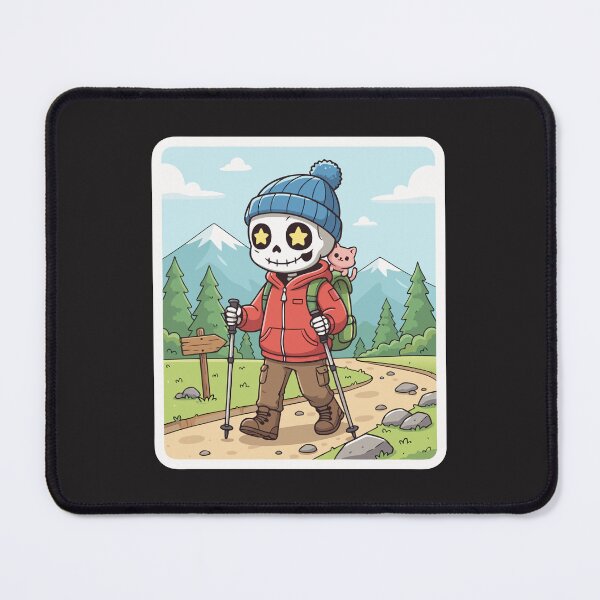 Item preview, Cute Kawaii Skeleton Hiker Backpacking Nature Art designed and sold by Cipher & Soul.
