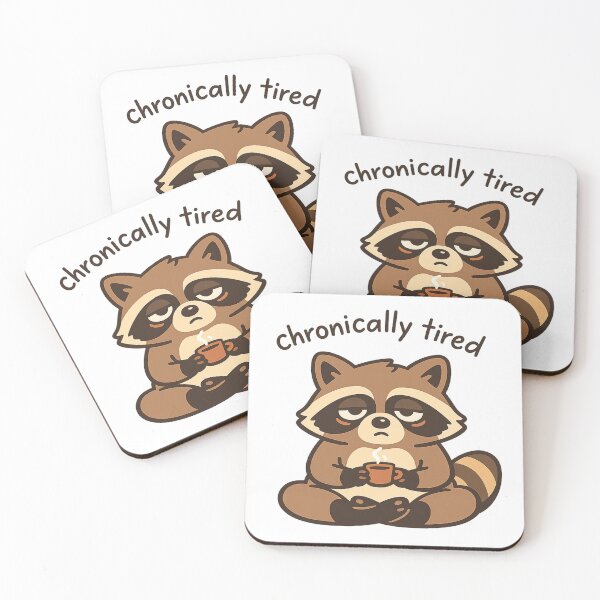 Item preview, Chronically Tired Raccoon Yoga Coffee Meme designed and sold by AMICO77.