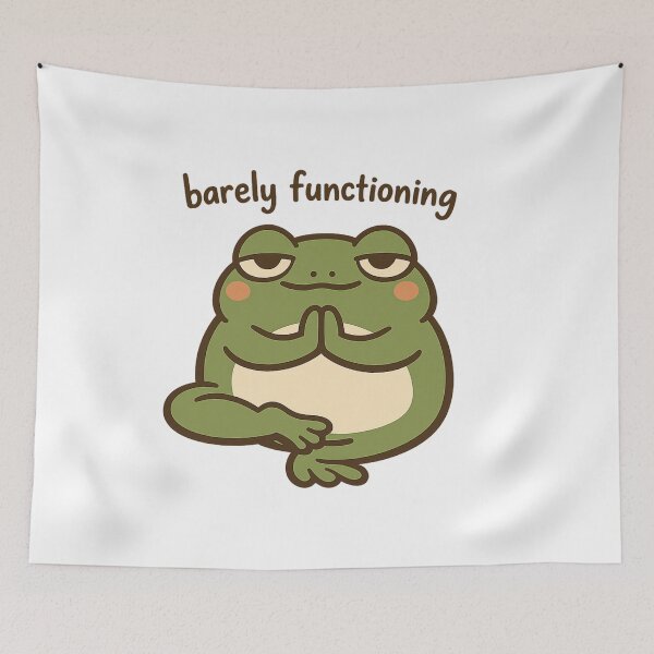 Item preview, Barely Functioning Frog Yoga Meme  designed and sold by AMICO77.