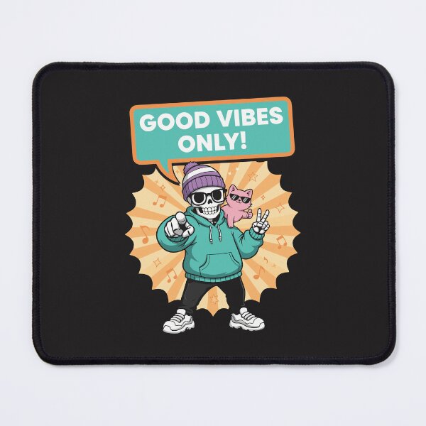 Item preview, "Good Vibes Only" Cute Skater Skeleton Pastel Goth Comic Art designed and sold by Cipher & Soul.
