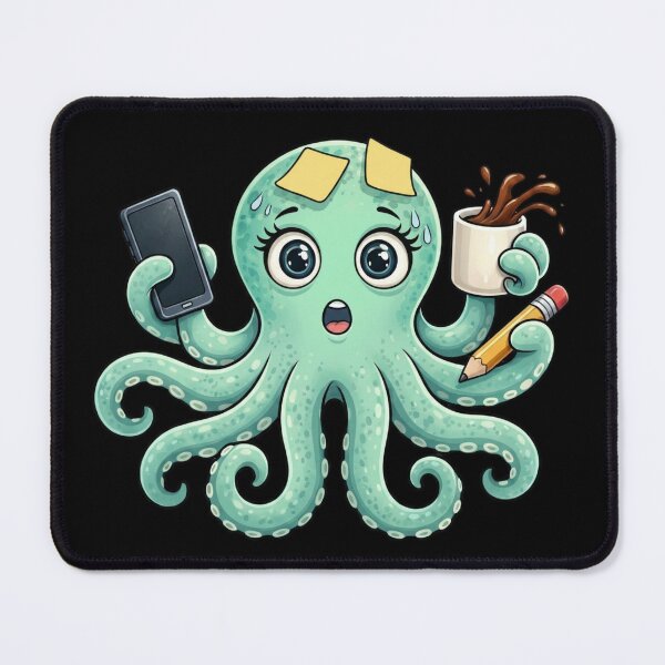 Item preview, Overwhelmed Multitasking Octopus Chaos designed and sold by just a midlife crisis.