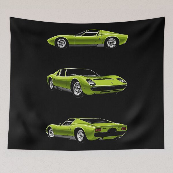 Item preview, Lamborghini Miura – Green Classic Italian Supercar Profile Art designed and sold by Stinky Lincy's Apparel Company.