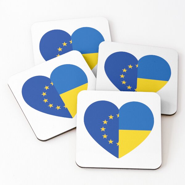 Item preview, European Union Ukraine | Dual Flag Heart designed and sold by sublimesun.
