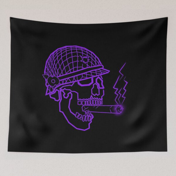 Item preview, Neon Purple Skull Soldier Smoking Cigar | Cyberpunk Line Art designed and sold by Neon_Ronin.