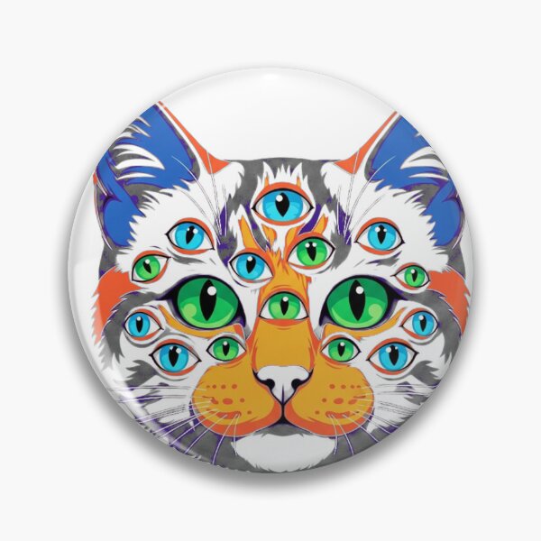 Item preview, Neon Cosmic Multi-Eyed Cat designed and sold by MarVan-Prints.