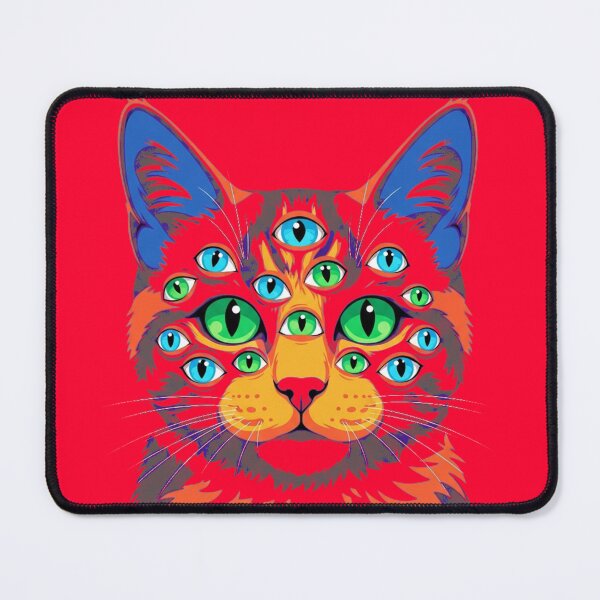 Item preview, Neon Cosmic Multi-Eyed Cat designed and sold by MarVan-Prints.