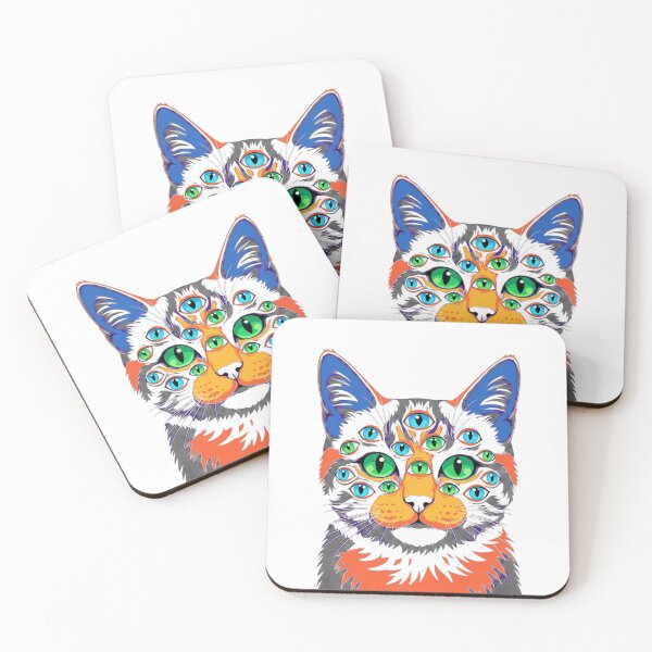 Item preview, Neon Cosmic Multi-Eyed Cat designed and sold by MarVan-Prints.