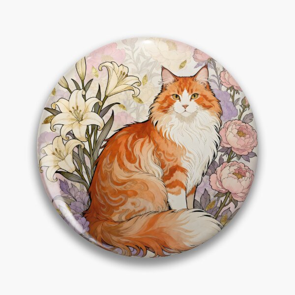 Item preview, Art Nouveau Norwegian Forest Cat designed and sold by Glimmersmith.