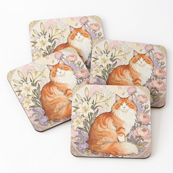 Item preview, Art Nouveau Norwegian Forest Cat designed and sold by Glimmersmith.