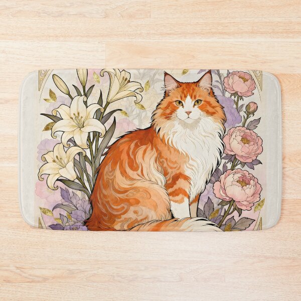 Item preview, Art Nouveau Norwegian Forest Cat designed and sold by Glimmersmith.