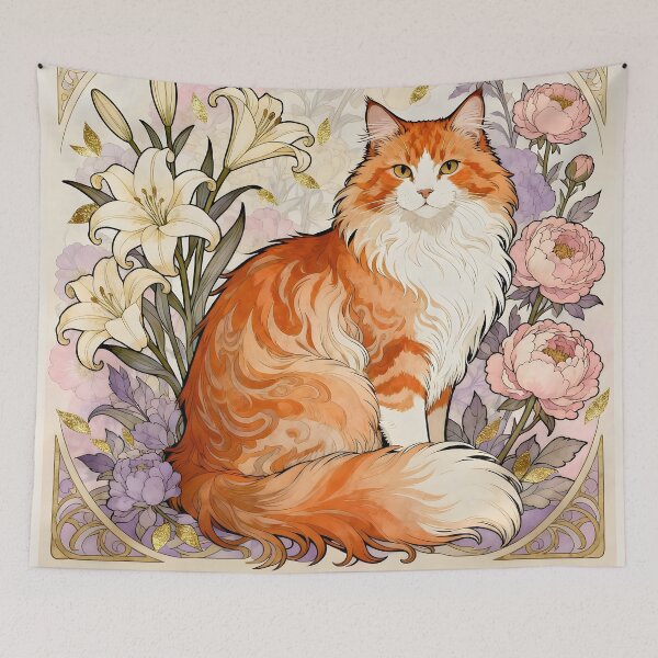 Item preview, Art Nouveau Norwegian Forest Cat designed and sold by Glimmersmith.