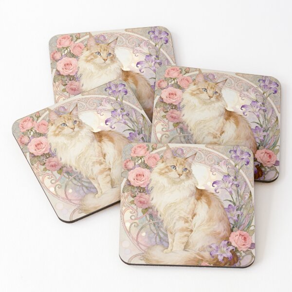 Item preview, Art Nouveau Maine Coon Cat designed and sold by Glimmersmith.