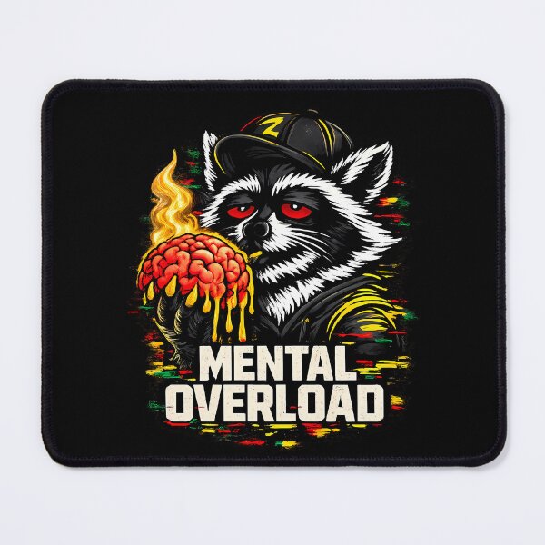 Item preview, MENTAL OVERLOAD Raccoon Shirt Chaos Meme Tee designed and sold by clockedoutwearshop.