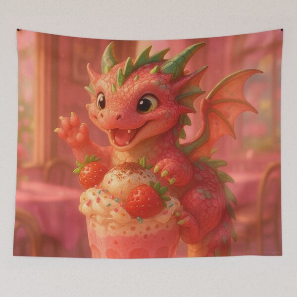 Item preview, Strawberry milkshake dragon | Kawaii Ice Cream Dragon designed and sold by Joammiyon.