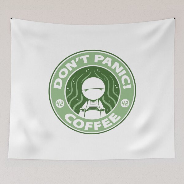 Item preview, Don't Panic Coffee - Galaxy Hitchhiker Cafe Logo designed and sold by MrGlayga.