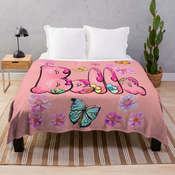 Item preview, Bella name with flowers - Pink floral butterfly aesthetic  designed and sold by Artonmytee.