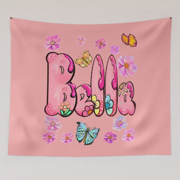 Item preview, Bella name with flowers - Pink floral butterfly aesthetic  designed and sold by Artonmytee.