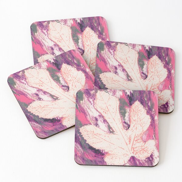 Item preview, Fig Leaf Echo — Ghost Monoprint in Magenta Plum designed and sold by Gentle Bookbinding.