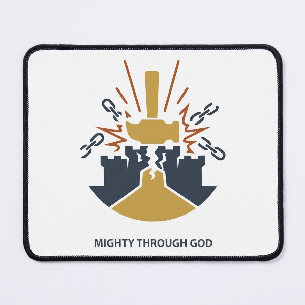 Item preview, Mighty Through God Hammer Breaking Stronghold Illustration designed and sold by FunFitLife Studio.