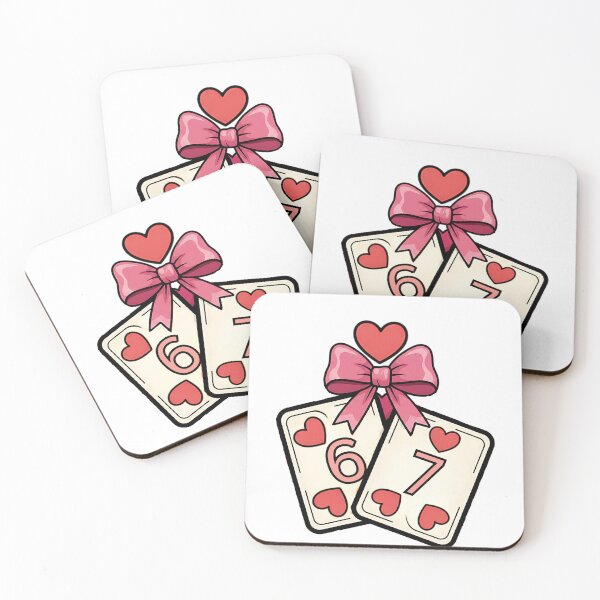 Item preview, cute playing cards 67 dice  retro six seven Valentine  cherry heart designed and sold by ArtDesignTp.