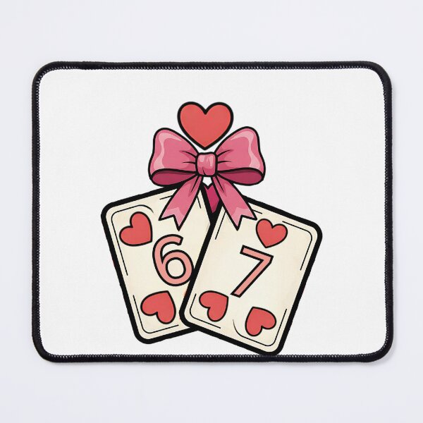 Item preview, cute playing cards 67 dice retro six seven Valentine cherry heart designed and sold by ArtDesignTp.