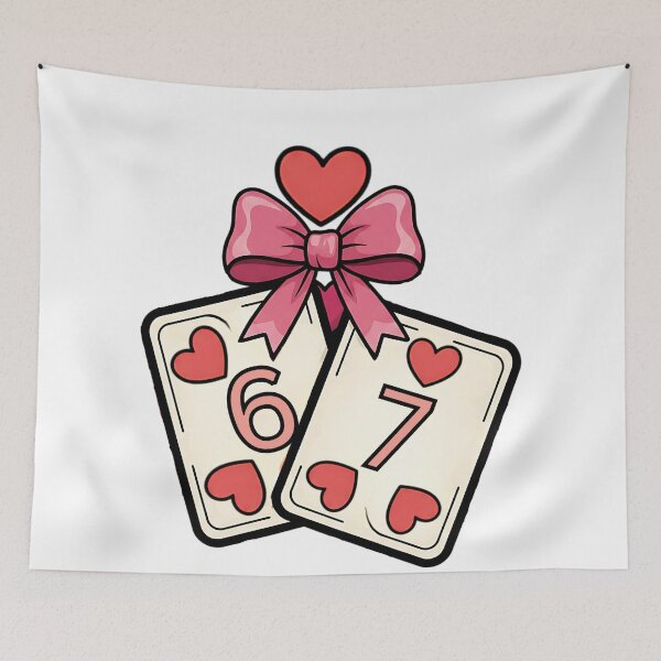Item preview, cute playing cards 67 dice  retro six seven Valentine  cherry heart designed and sold by ArtDesignTp.