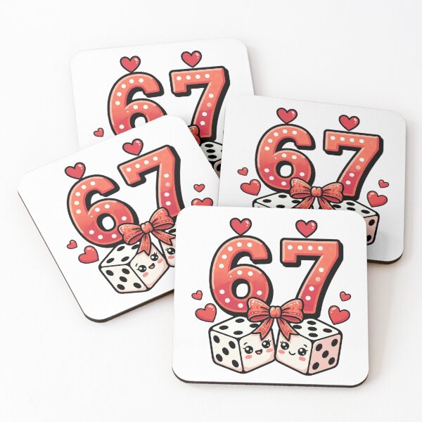 Item preview, Valentine six seven 67 dice lucky  pink cherries playful retro  Valentine designed and sold by ArtDesignTp.