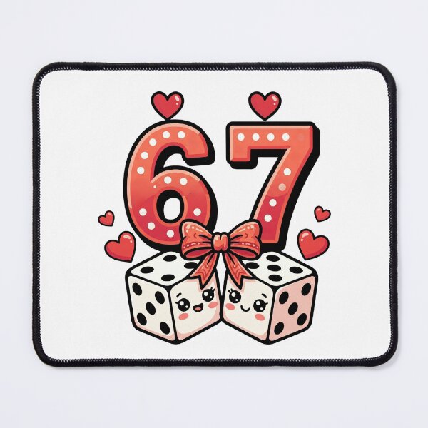 Item preview, Valentine six seven 67 dice lucky pink cherries playful retro Valentine designed and sold by ArtDesignTp.