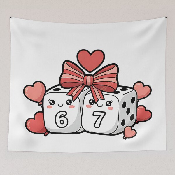 Item preview, funny six seven retro hearts dice cherry aesthetic art Valentine designed and sold by ArtDesignTp.